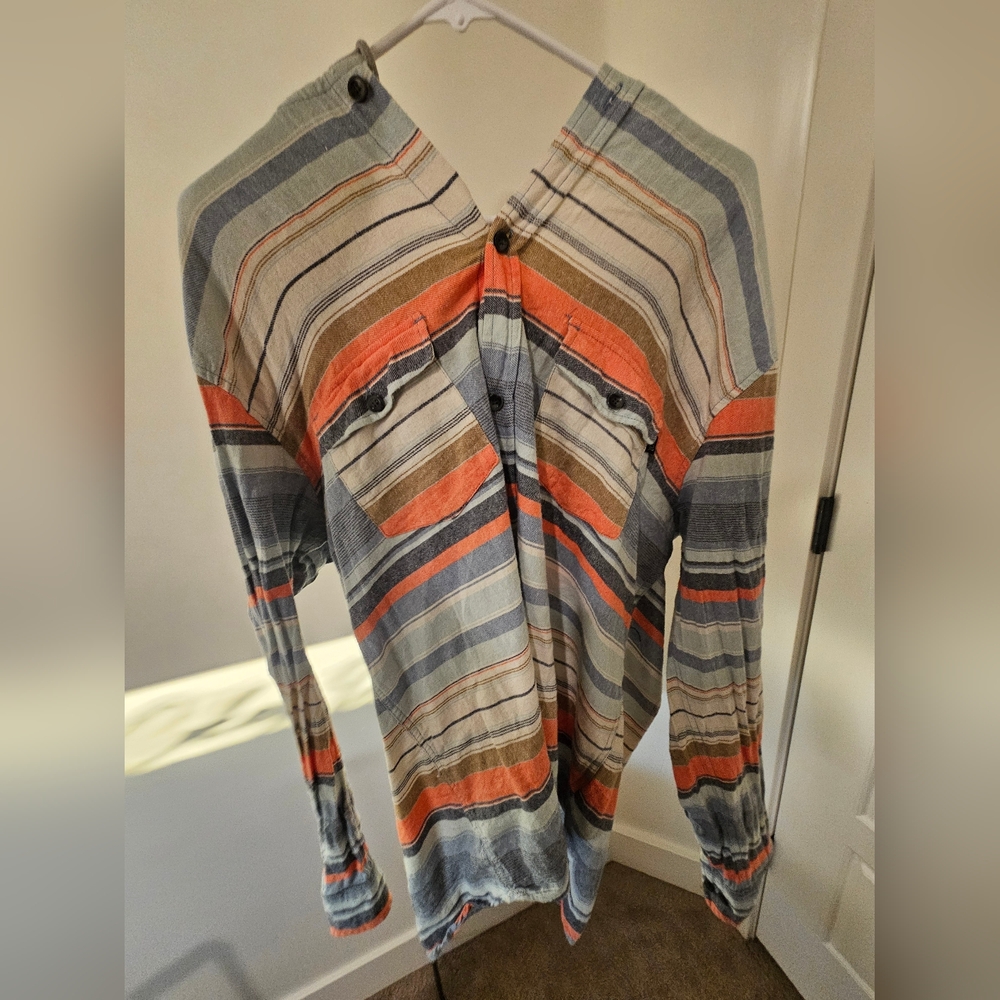 Orange and Blue Long Sleeve Button Down Top - Picture 2 of 5